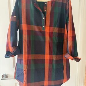 Plaid Button-Up Dress